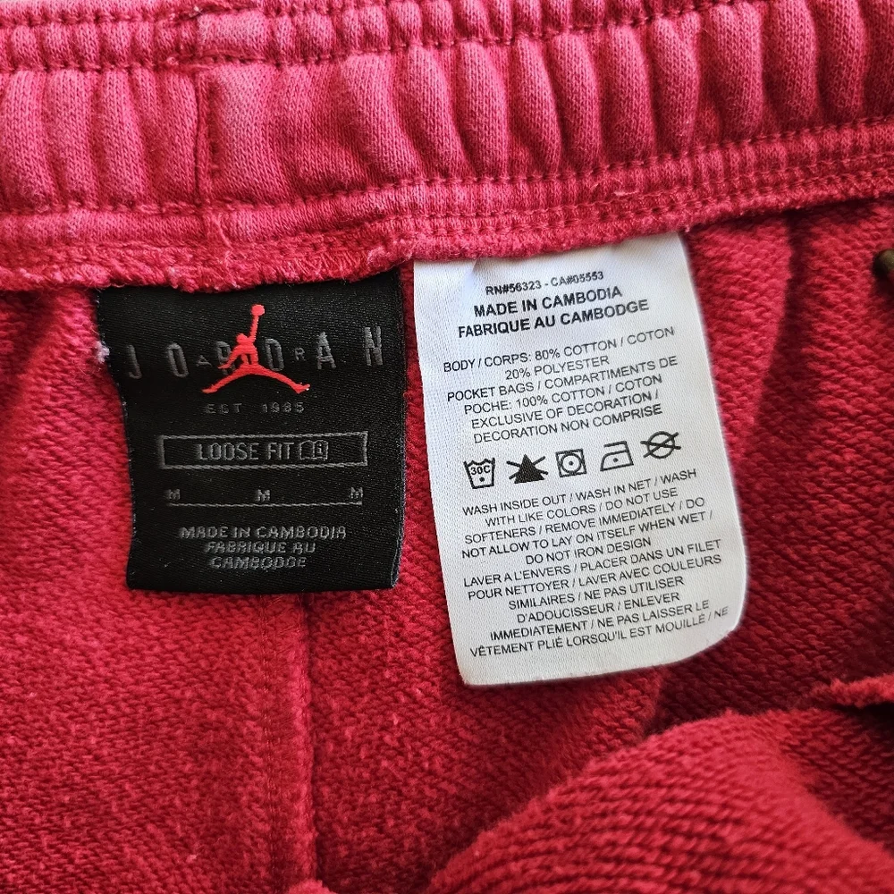 Jordan Red Cotton Loose Fit‎ Casual Sporty Outdoor Track Jogger Pants Sz M